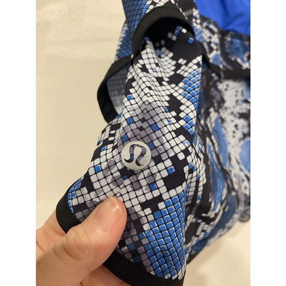Lululemon Speed Shorts Ziggy Snake Womens 8 Blue Running Lined Elastic Waist Gym - Picture 5 of 5